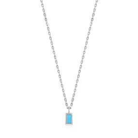 Turquoise Drop Pendant Silver Necklace