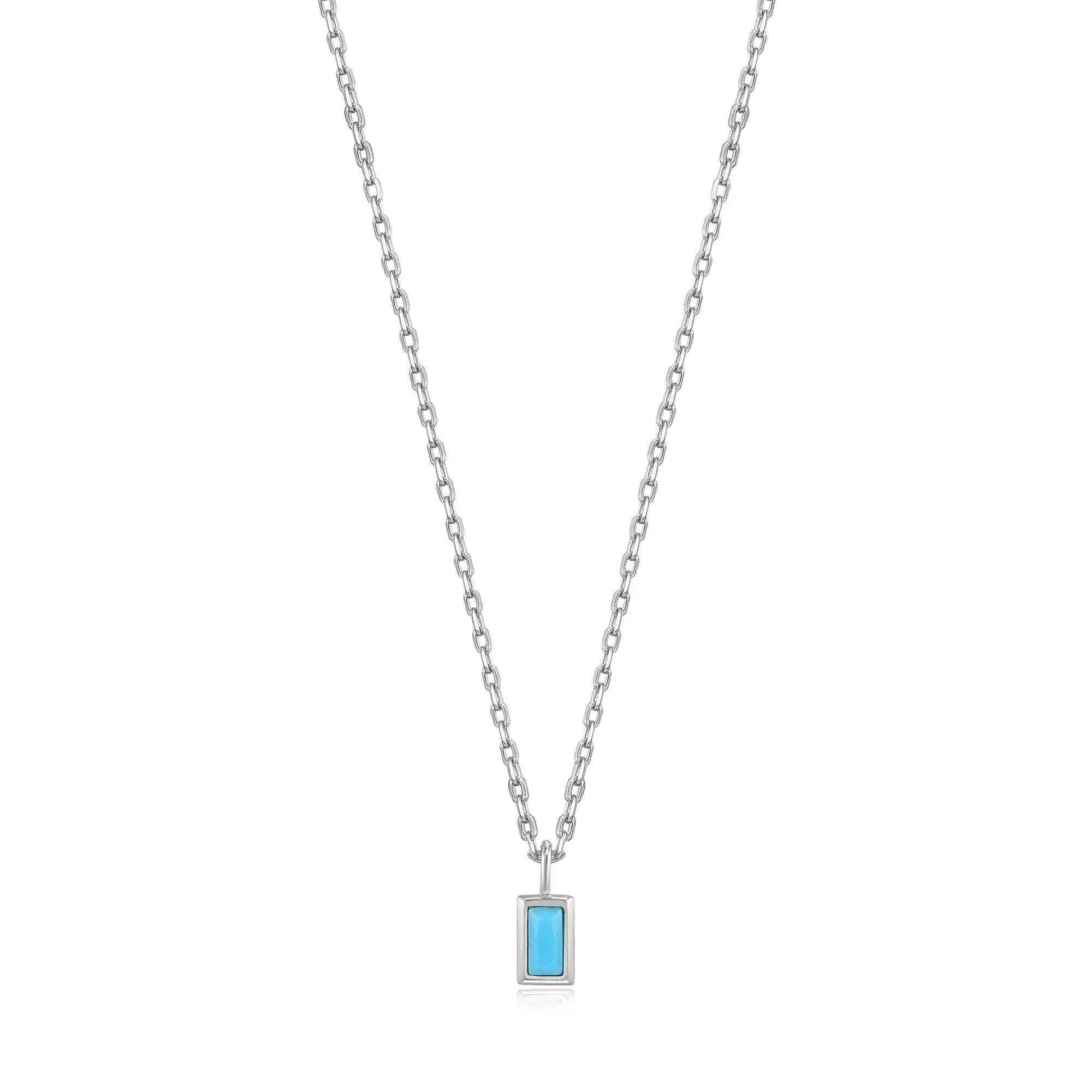 Turquoise Drop Pendant Silver Necklace