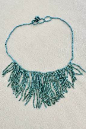 Turquoise Fringe Beaded Necklace