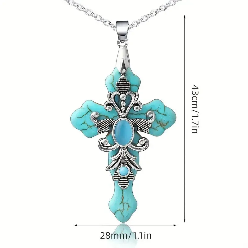 Turquoise Moonstone Cross Necklace