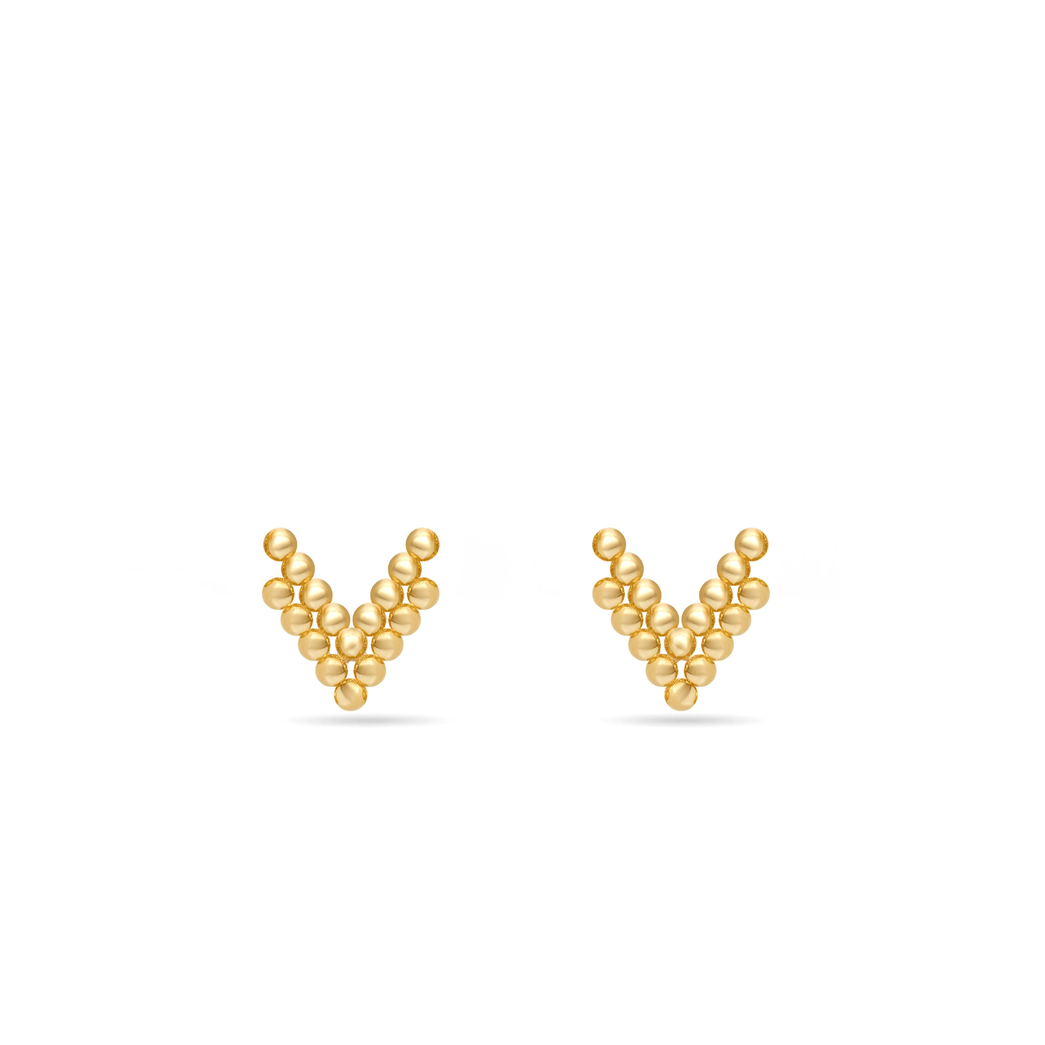 V - Stud Earring - 14 karat golden earring