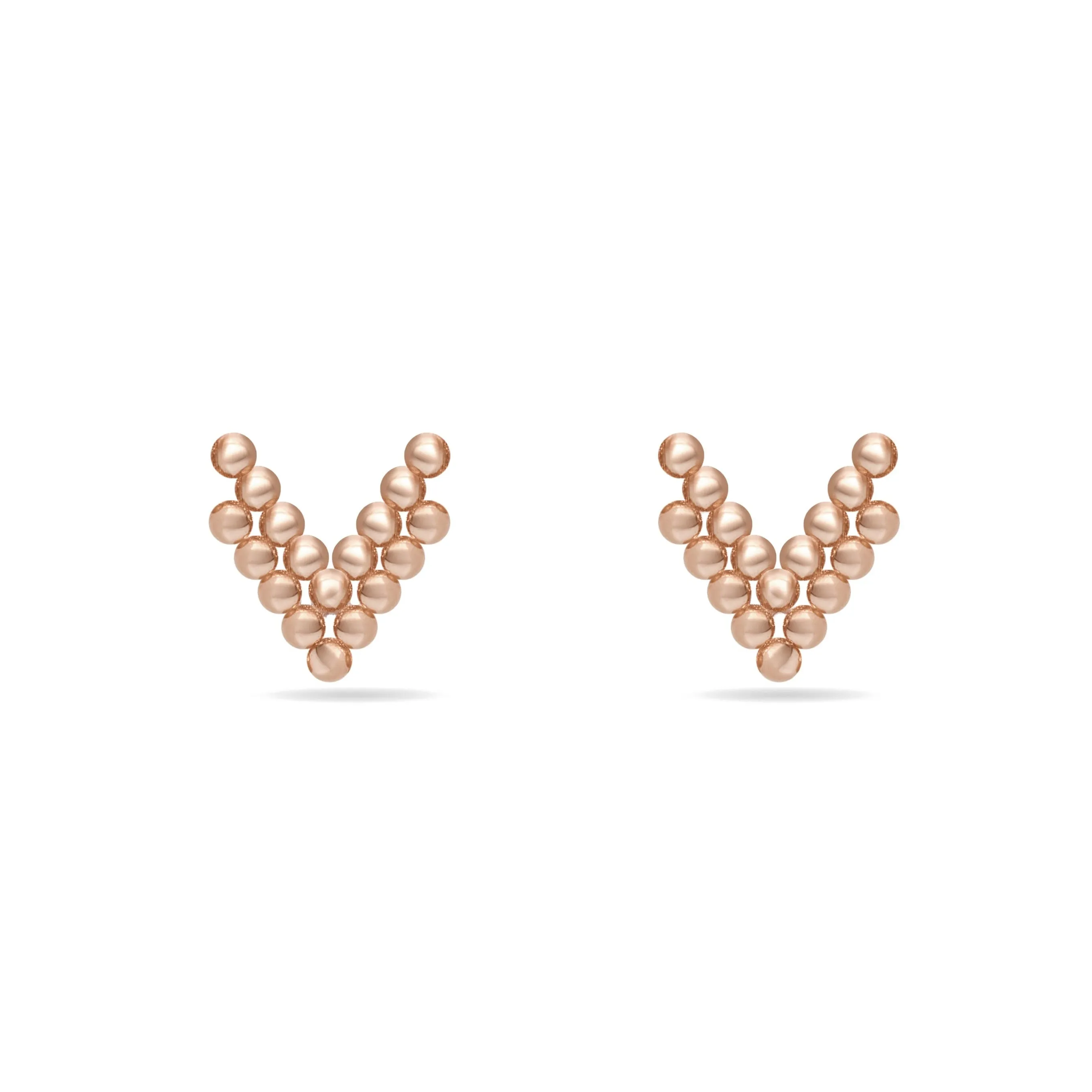 V - Stud Earring - 14 karat golden earring