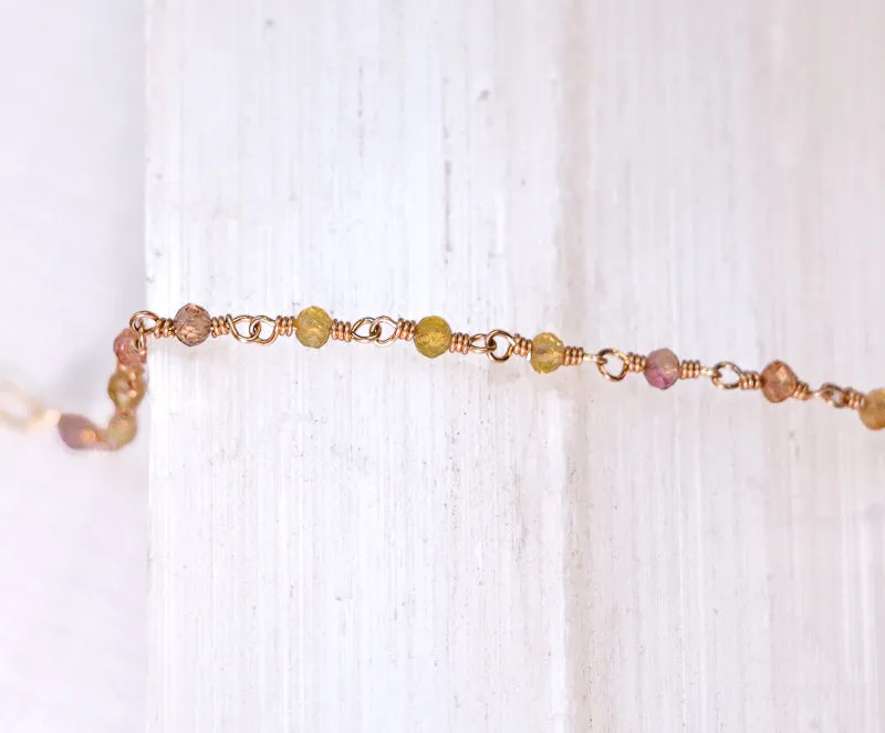 Vannucci Multicolor Tourmaline Beaded Bracelet | Gold Filled