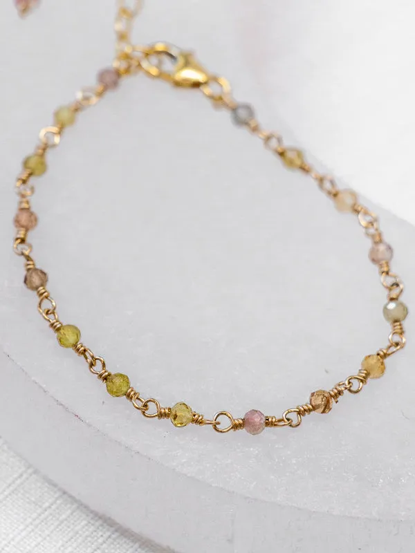 Vannucci Multicolor Tourmaline Beaded Bracelet | Gold Filled