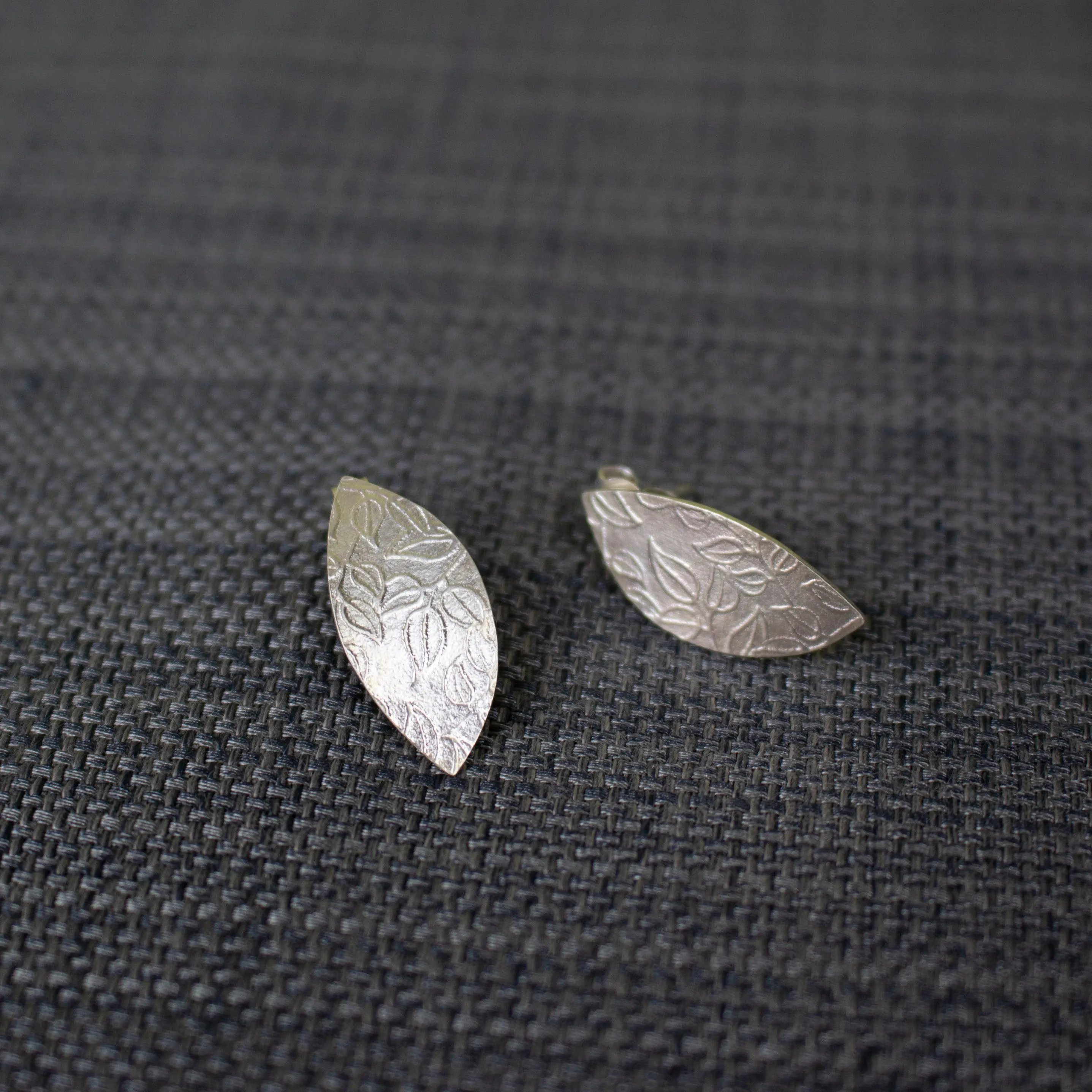 Vines Petal Silver Stud Earrings