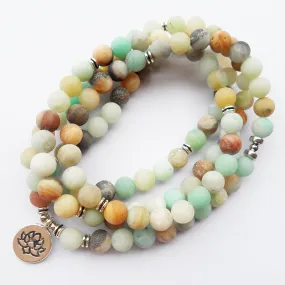 Vintage 108 Matte Amazonite Prayer Beads Bracelet