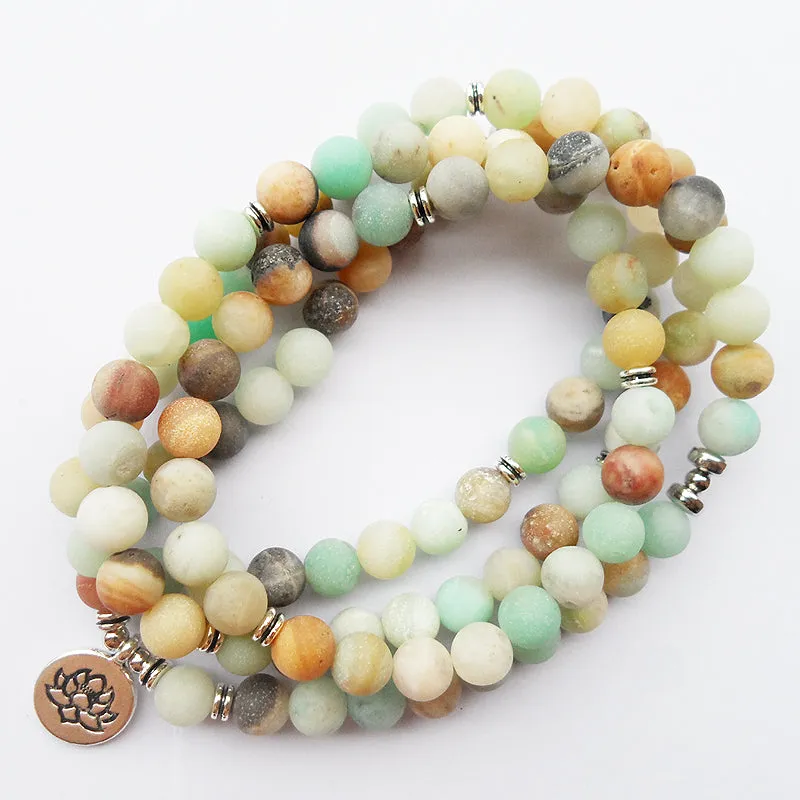 Vintage 108 Matte Amazonite Prayer Beads Bracelet