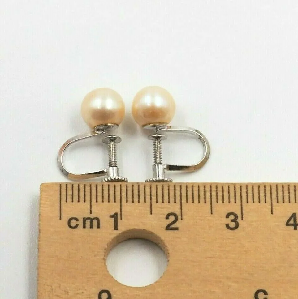 Vintage (c.1940s) Akoya Pearl Silver Screw-On Earrings