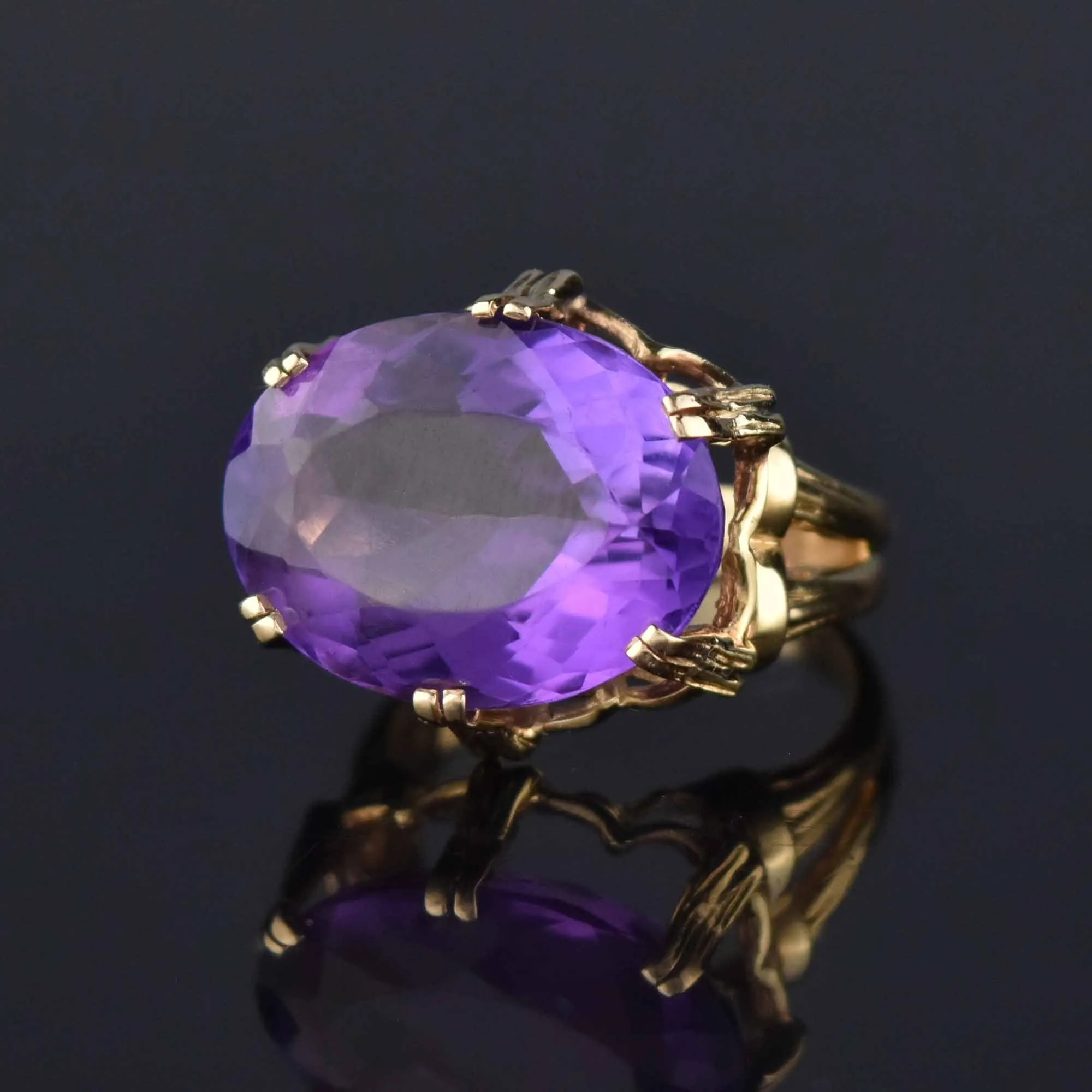 Vintage East West 12 CTW Amethyst Ring in 14K Gold