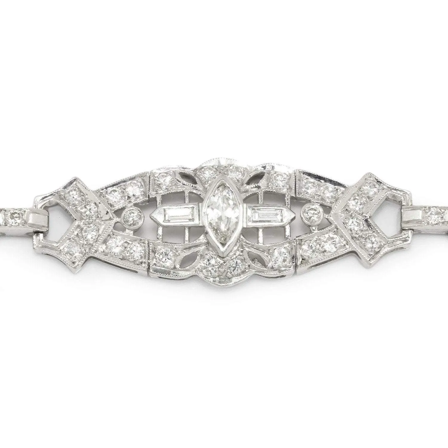 Vintage Marquise Diamond Bracelet with Diamond Accents 2.30ctw