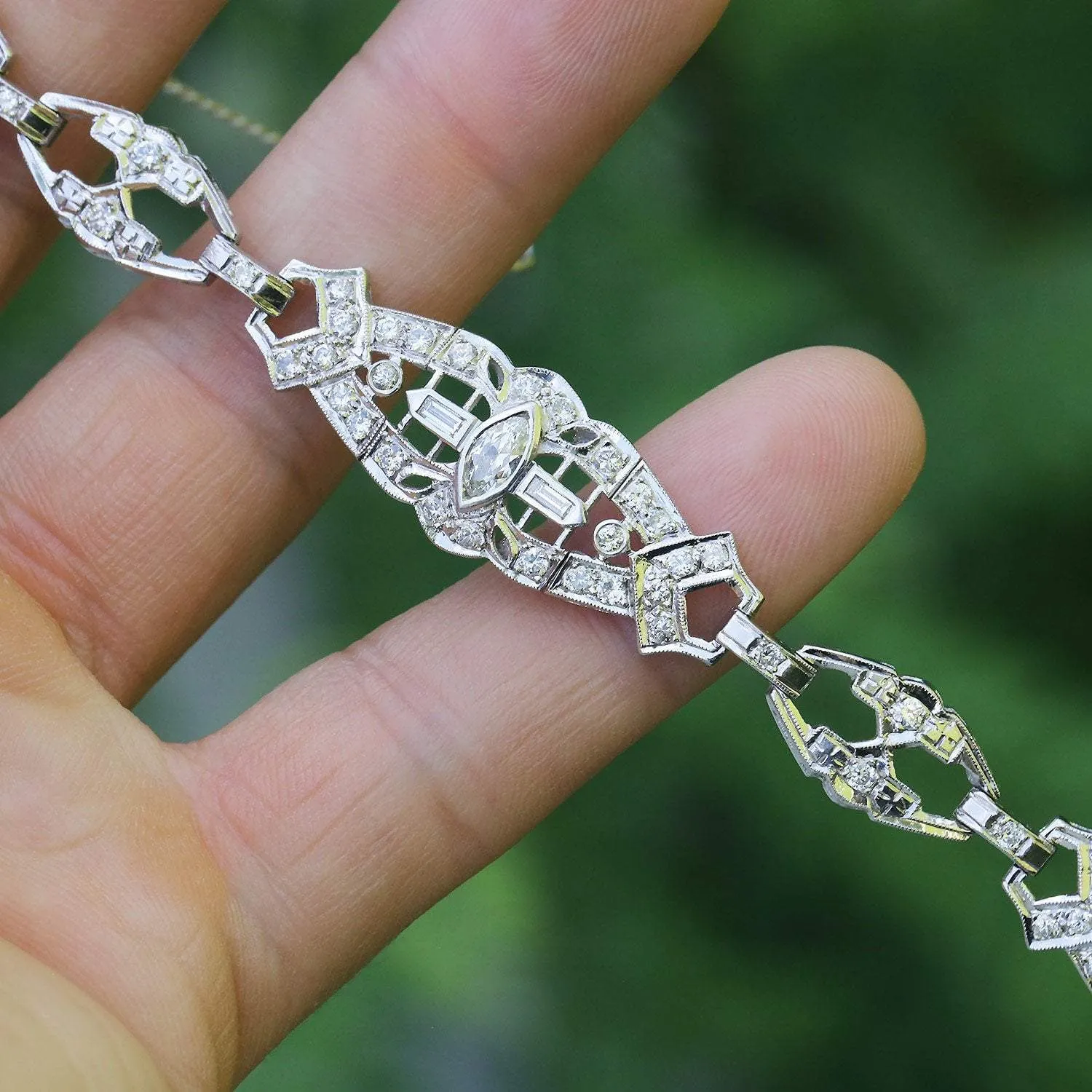 Vintage Marquise Diamond Bracelet with Diamond Accents 2.30ctw