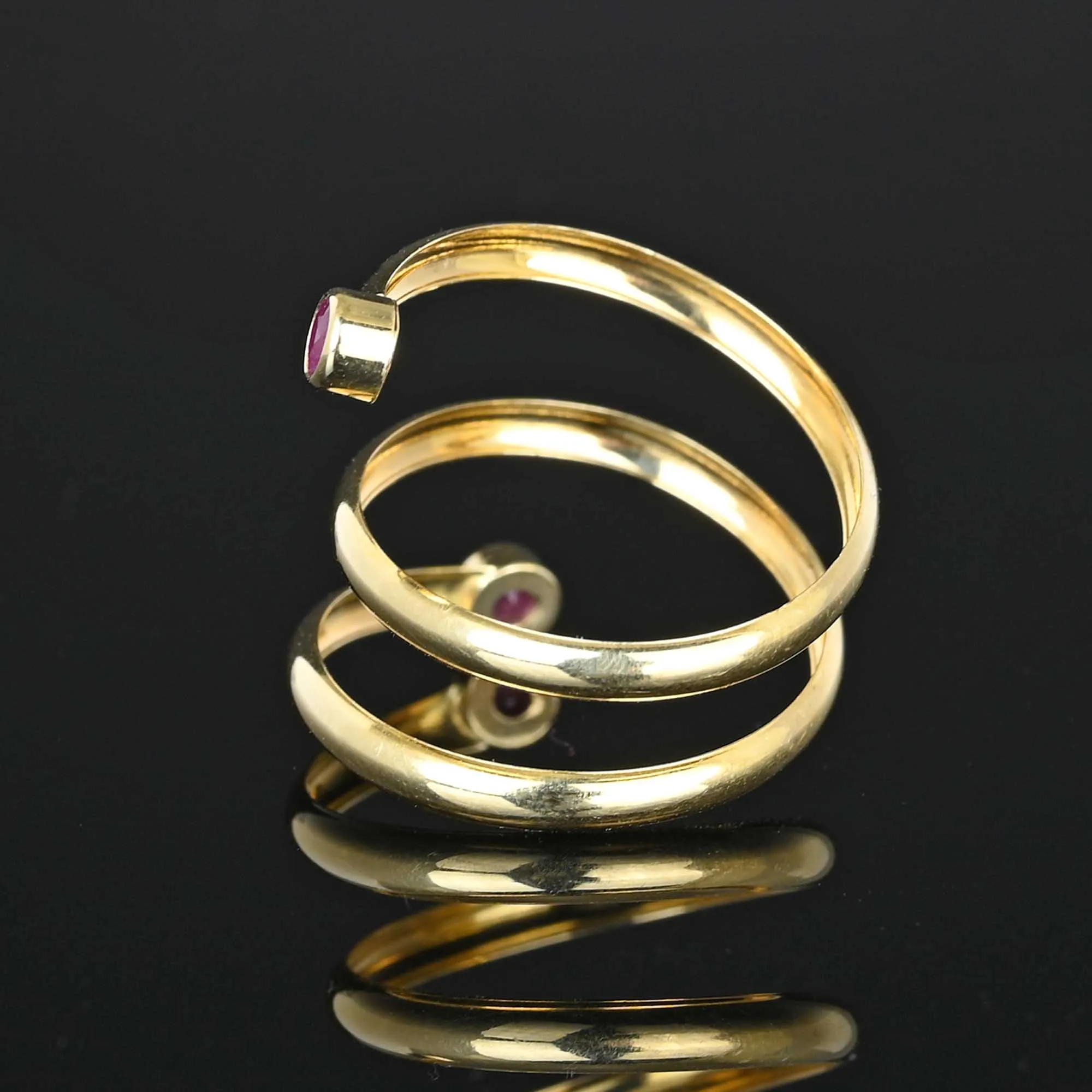 Vintage Ruby Spiral Wrap Snake Ring in 14K Gold