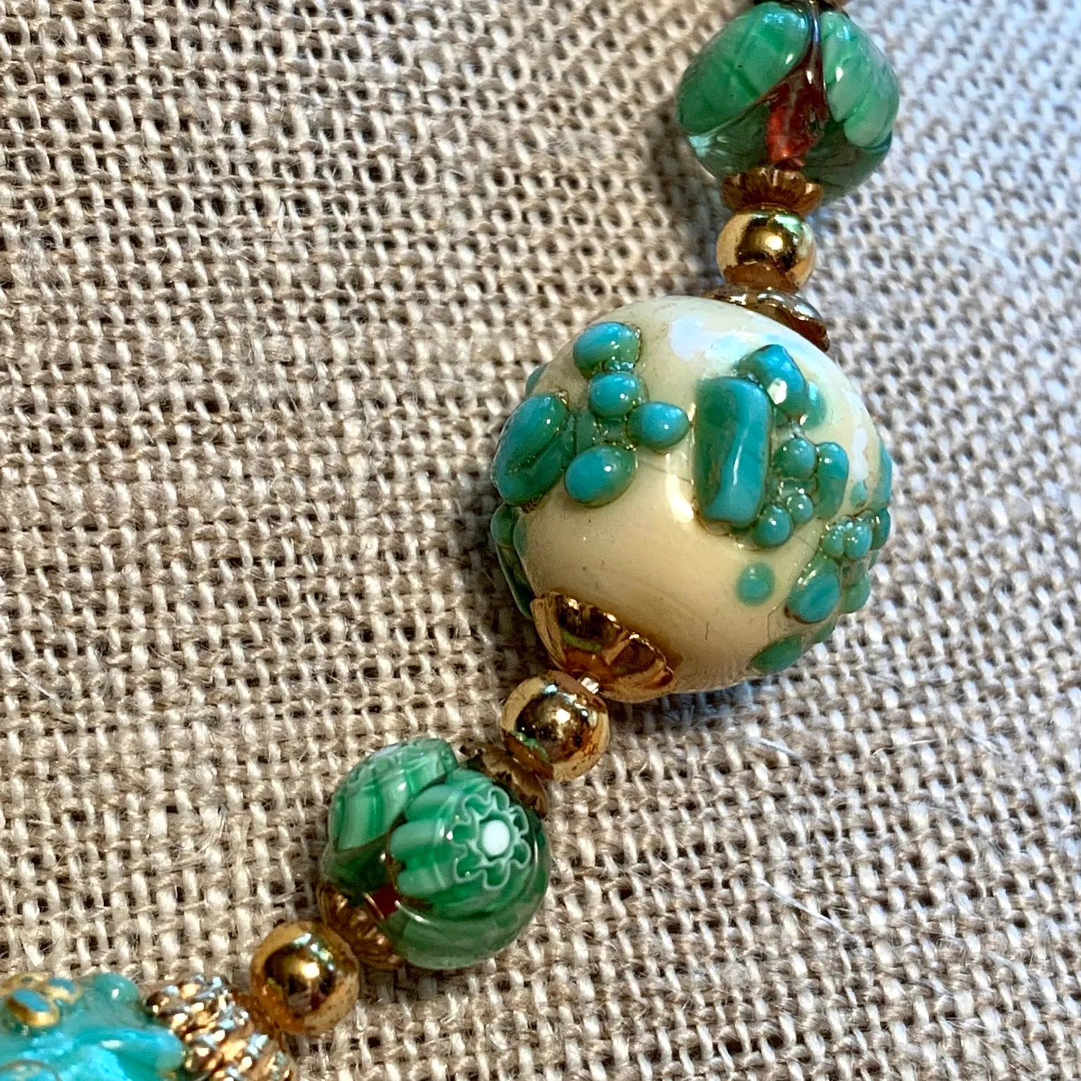 Vintage Venetian Glass Wedding Cake Necklace