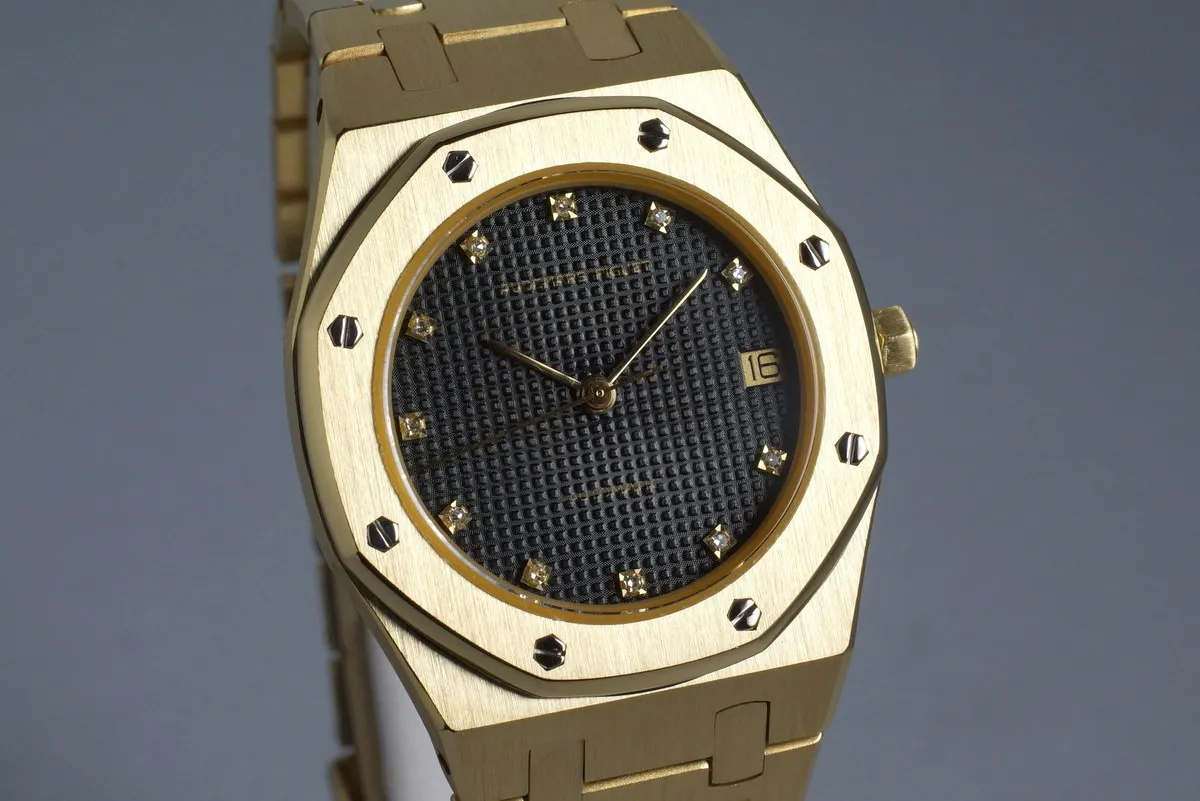 Vintage YG Audemars Piguet Royal Oak with Factory Diamond Dial with Box