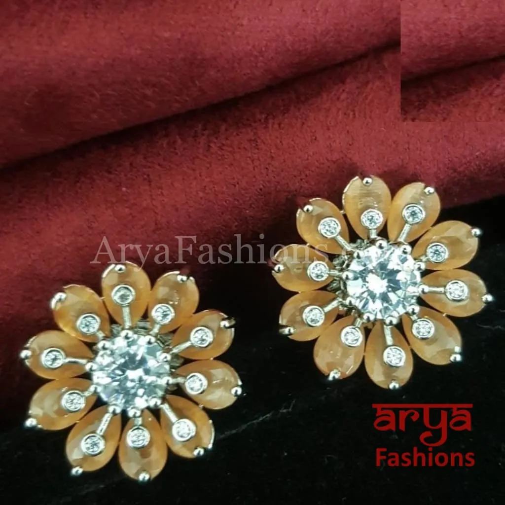 Viva Silver CZ Studs/ Trendy Bollywood Stud Earrings