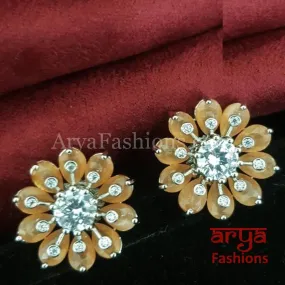 Viva Silver CZ Studs/ Trendy Bollywood Stud Earrings