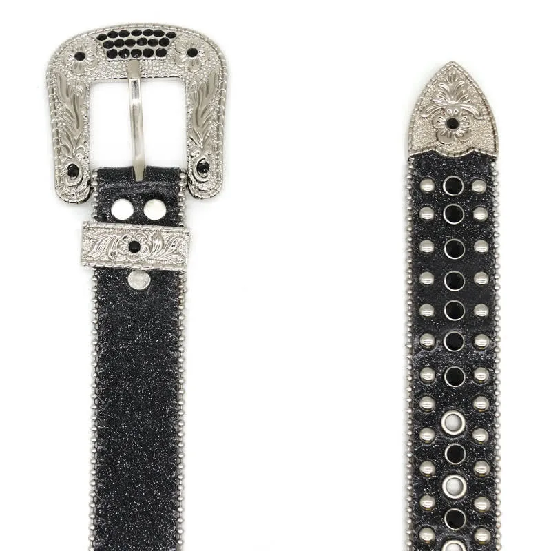 Western Bling Cross Rivet Studs Leather Belt