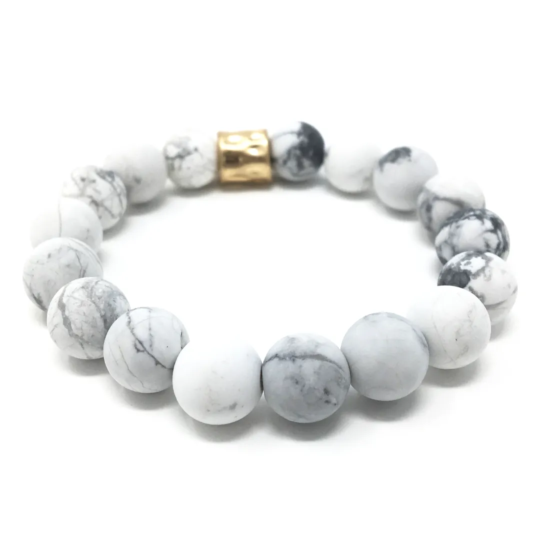 White Howlite Gemstone Beaded Stretch Bracelet