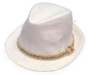 White 'Taylor' Multi Color Band Fedora