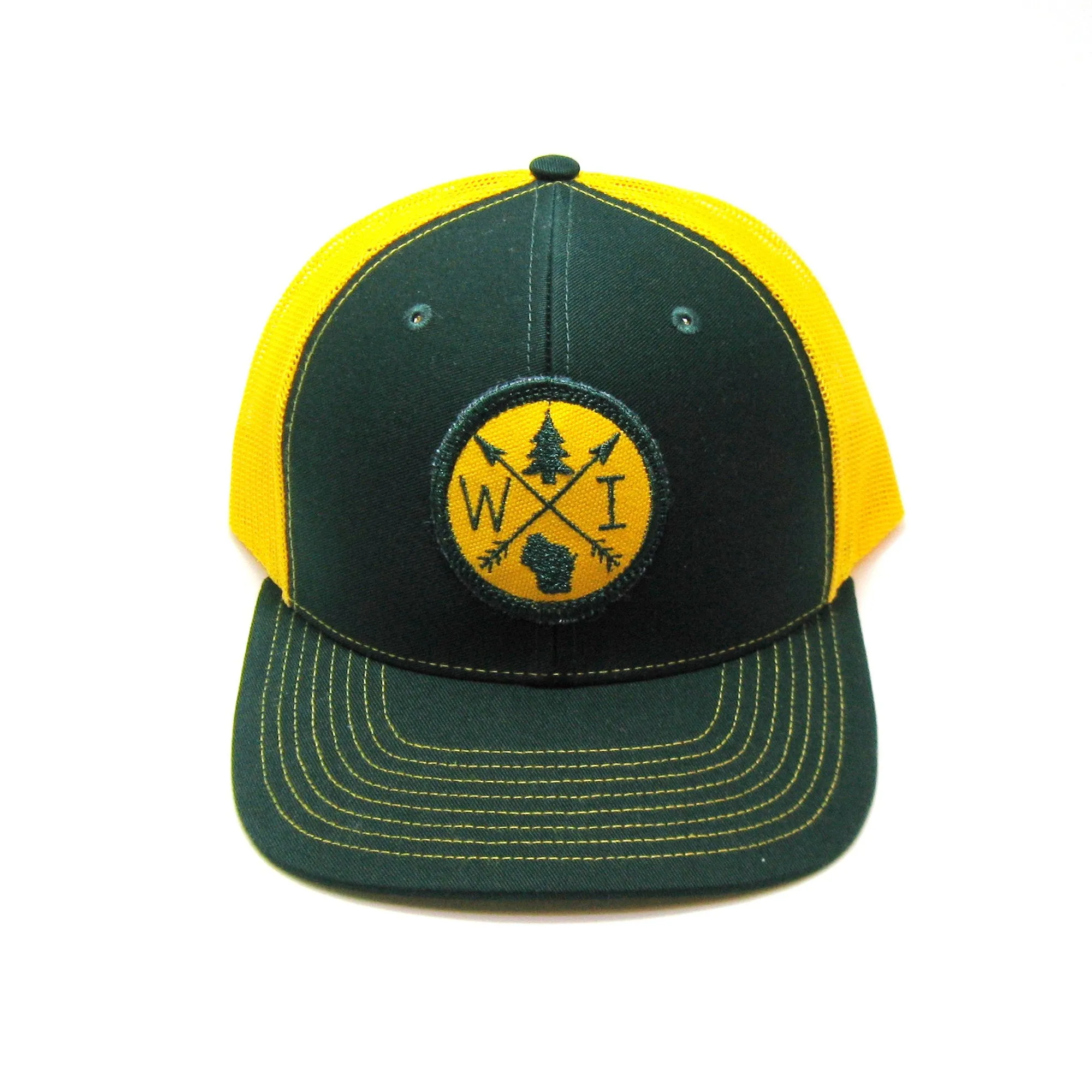 Wisconsin Hat - Green and Gold Snapback with Arrow Patch