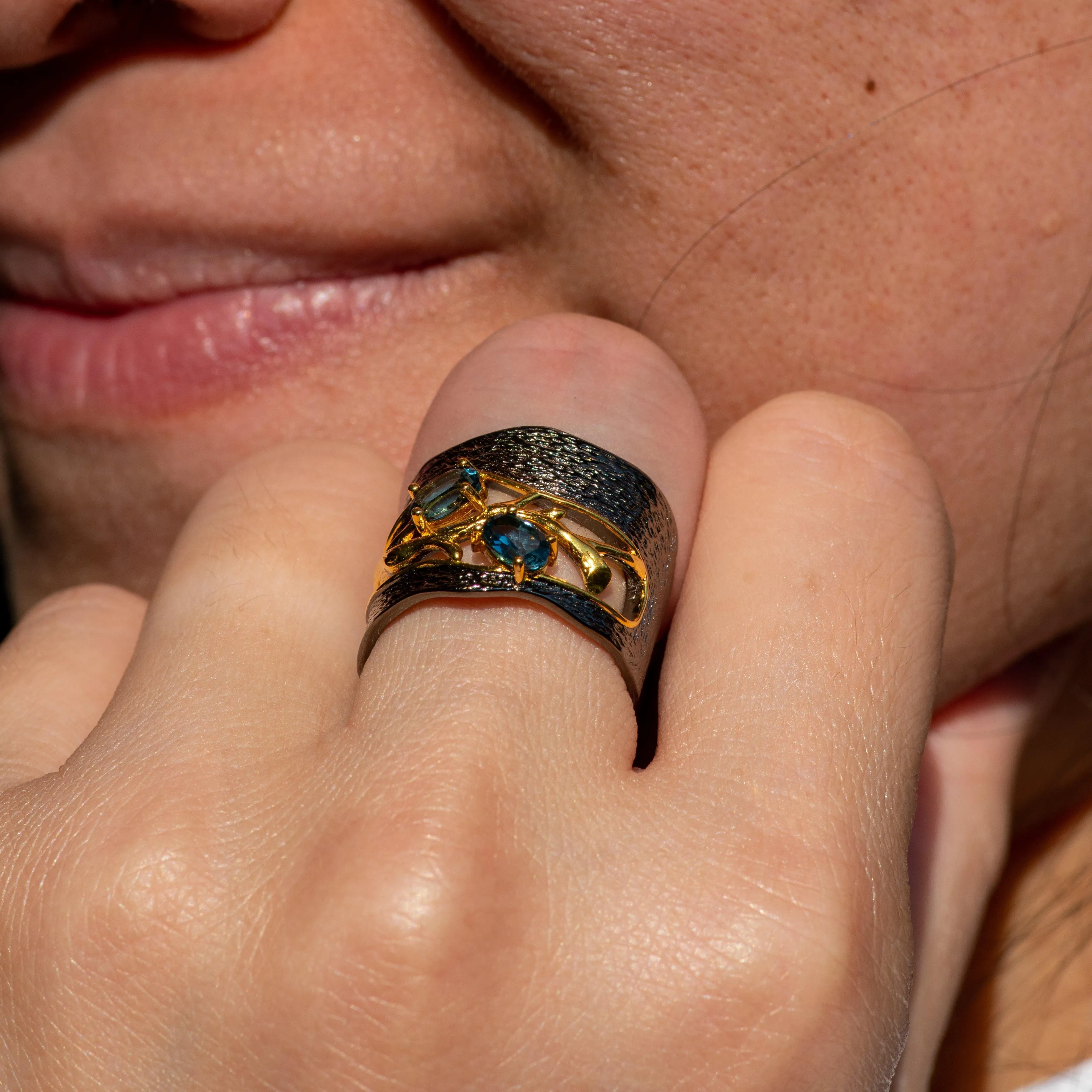 Wisteria II London Blue Topaz Ring in Sterling Silver