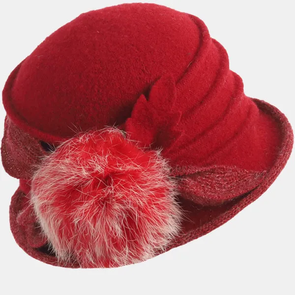 Women Wool Cloche Winter Hat 1920s C030