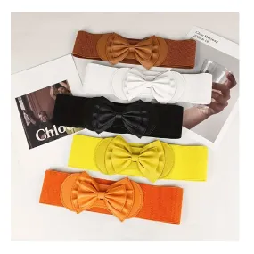 Women's Bow Elastic Girdle Belt Clothing Versatile Decoration Simple Fashion Belt For Daily Use