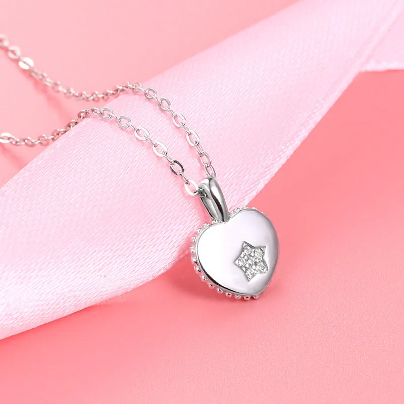 Women's Pendant S925 Sterling Silver Heart-Shaped Pendant for girls