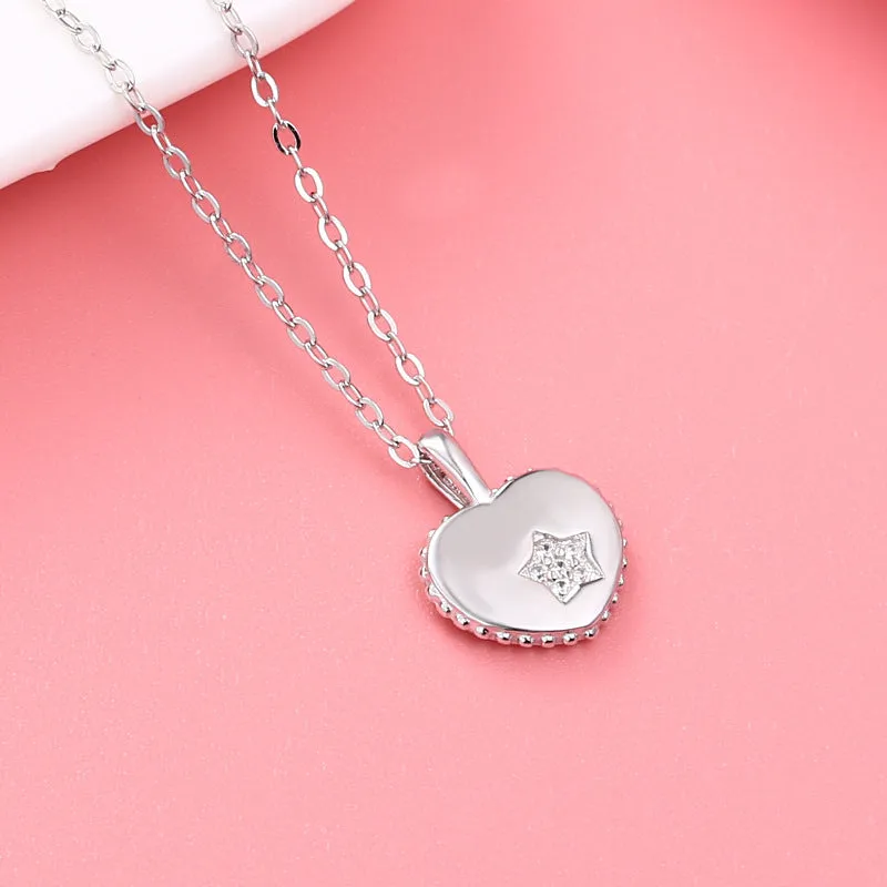 Women's Pendant S925 Sterling Silver Heart-Shaped Pendant for girls