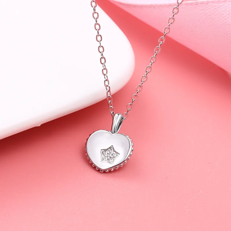 Women's Pendant S925 Sterling Silver Heart-Shaped Pendant for girls