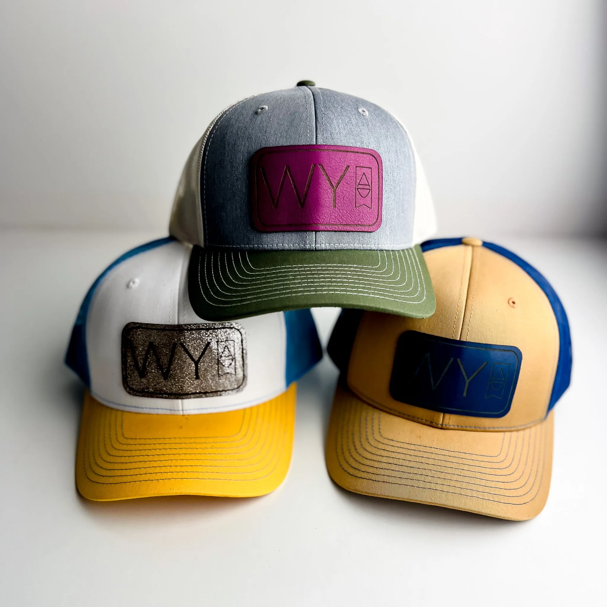 WY Trucker Hat | Baby Blue   Yellow   Sparkle