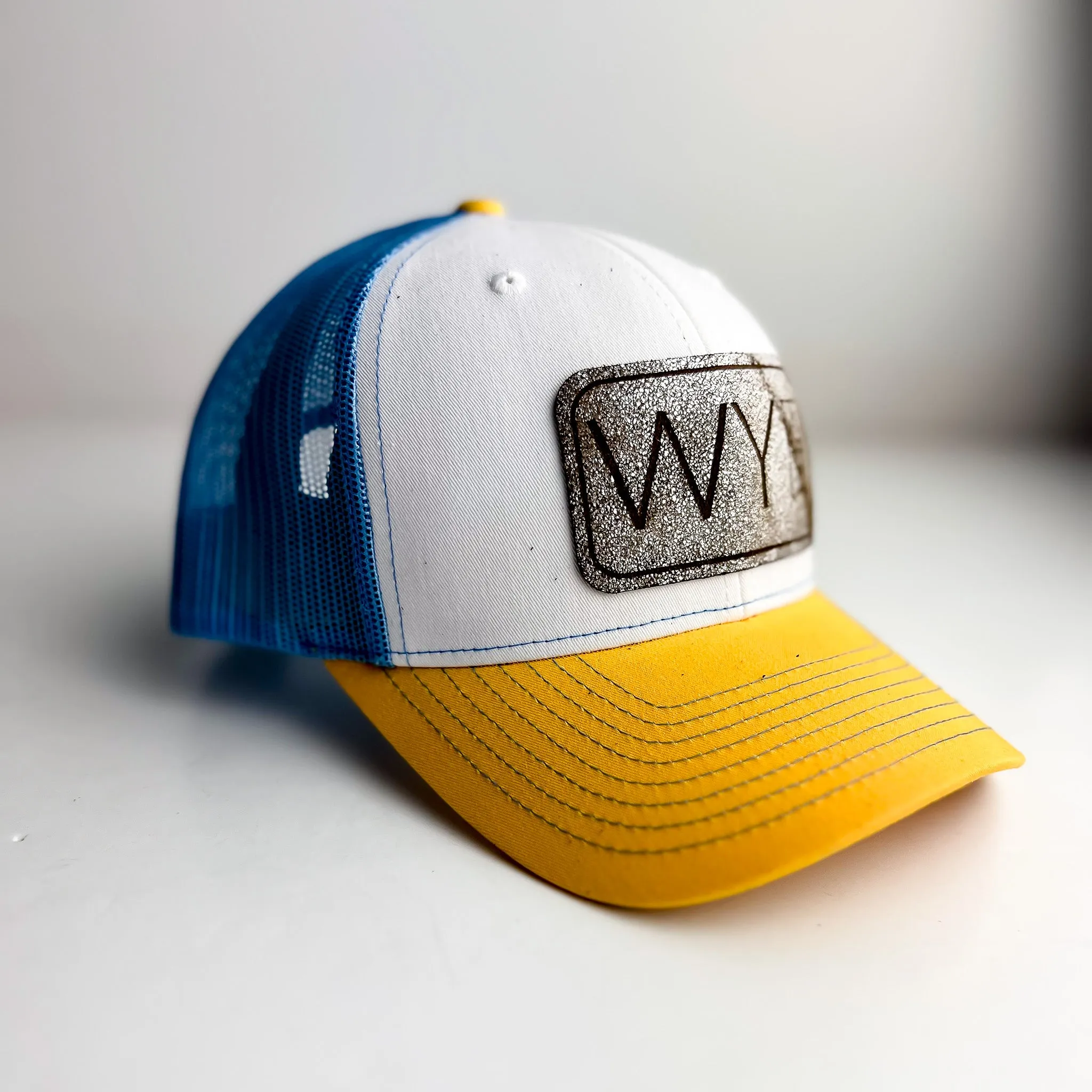 WY Trucker Hat | Baby Blue   Yellow   Sparkle