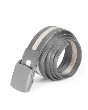 ZIMEGO Mens One Size Adjustable Strap Stripe Nylon Web Belt With Plastic Buckle