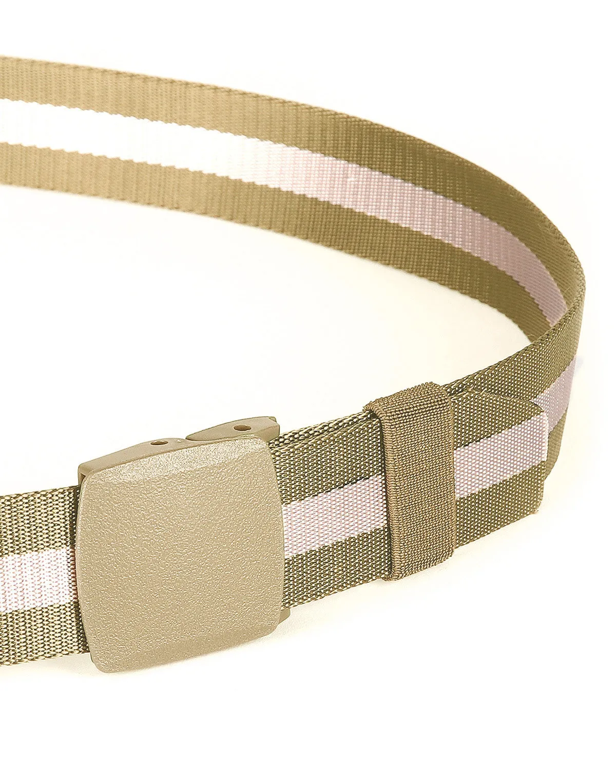 ZIMEGO Mens One Size Adjustable Strap Stripe Nylon Web Belt With Plastic Buckle