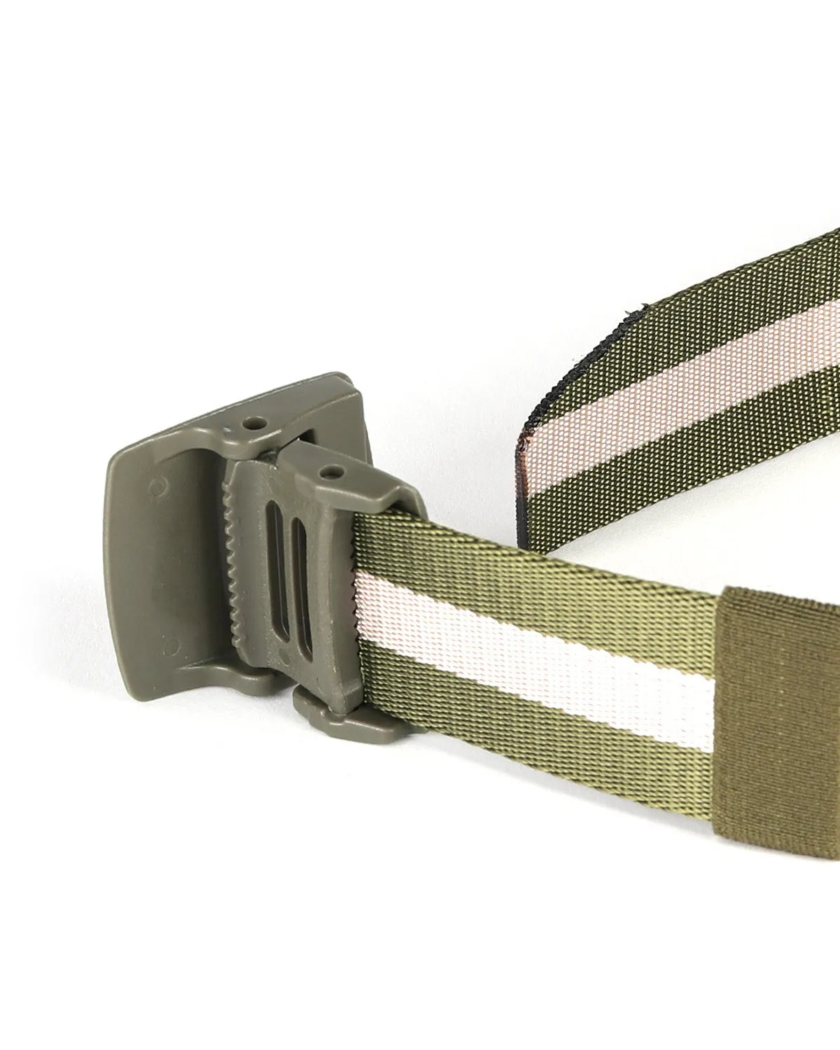 ZIMEGO Mens One Size Adjustable Strap Stripe Nylon Web Belt With Plastic Buckle