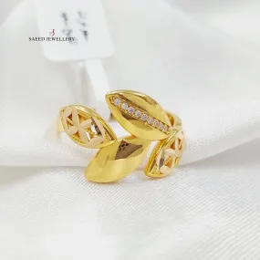 Zircon Studded Leaf Ring